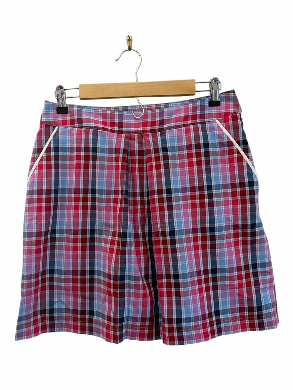 Peter Millar Tennis Nautical Preppy Resortwear Gingham Plaid Skort Size 6 Cotton